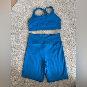 Balance Collection Blue Sports Bra and Shorts Set